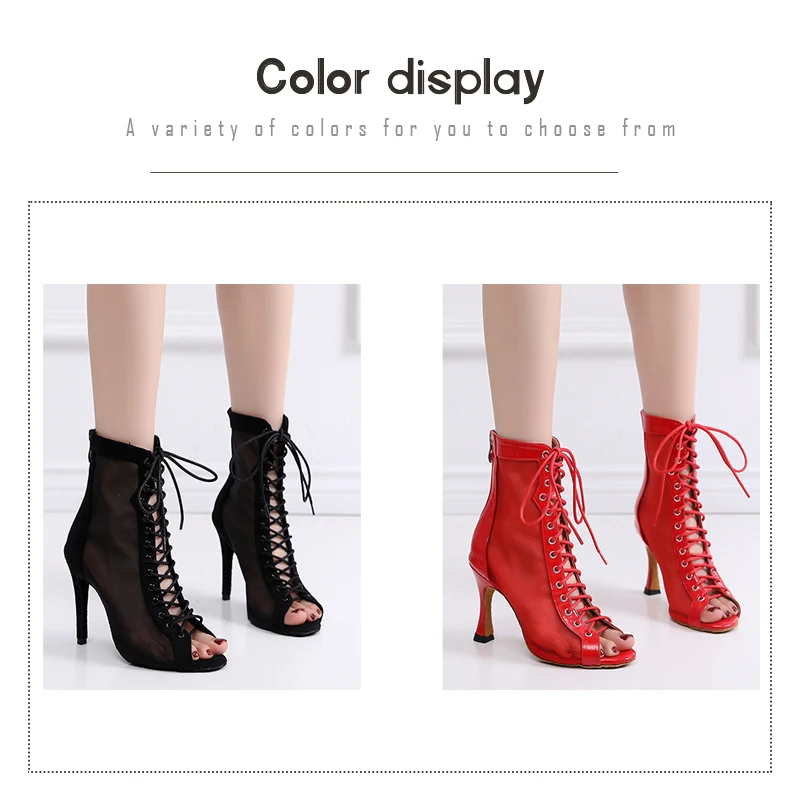 DKZSYIM Women's High Top Dancing shoes High Heel Fashion Sandals Woman Ballroom Dance Shoes Ladies Latin Boots Performance