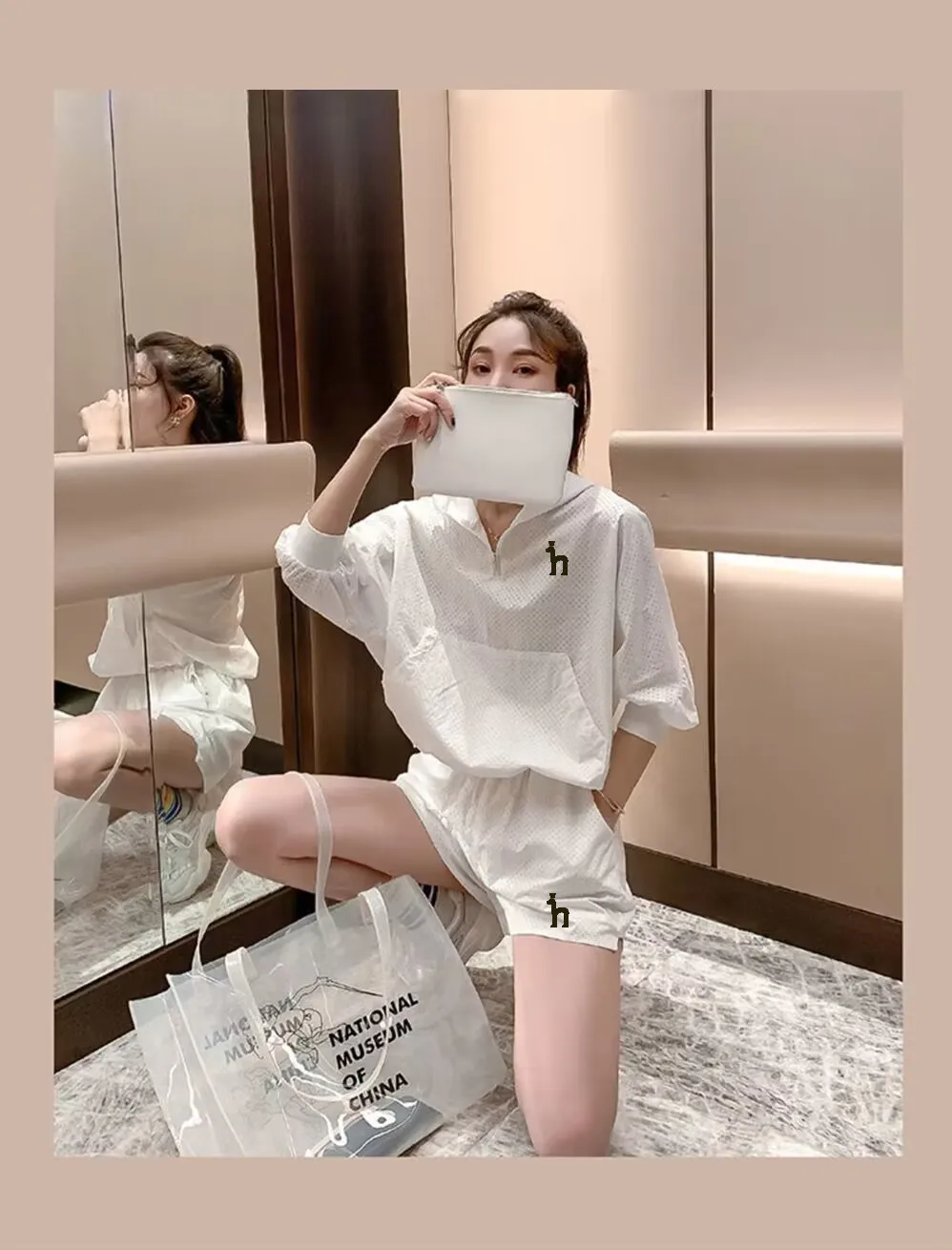 Summer New Big Size Loose Running Sportswear Set Hollow Thin Breathable Sunscreen Temperament Leisure Two-piece Set