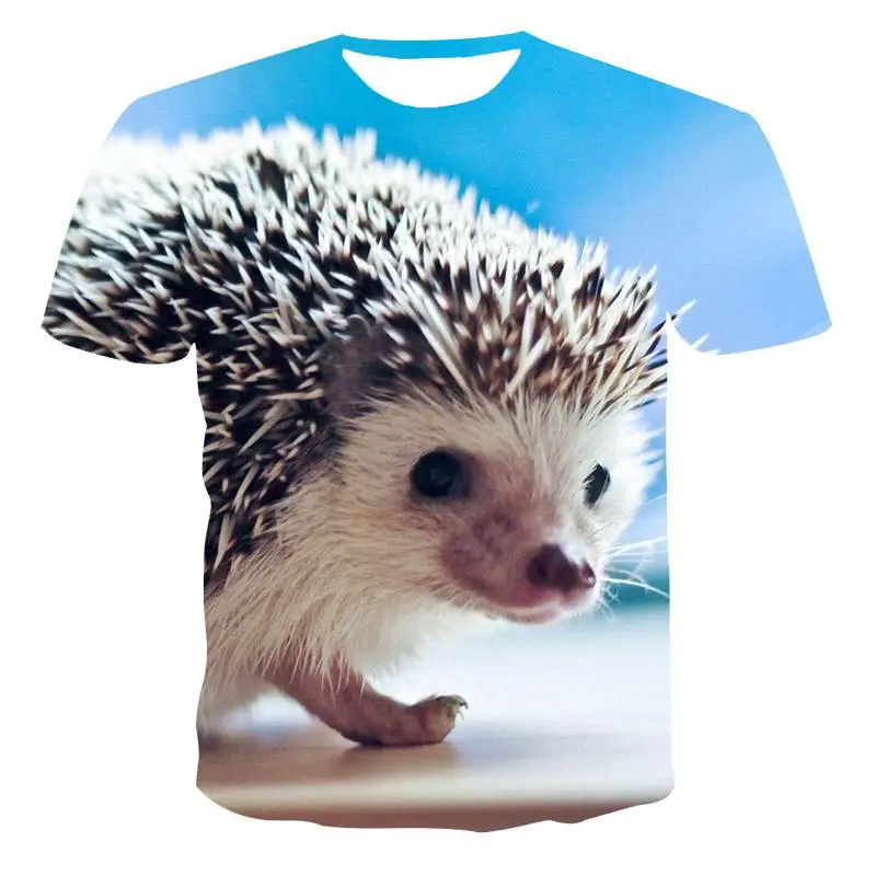 Camisetas divertidas con estampado 3D de erizo para hombre, ropa de moda de verano con personalidad,  grafico de animales, camis