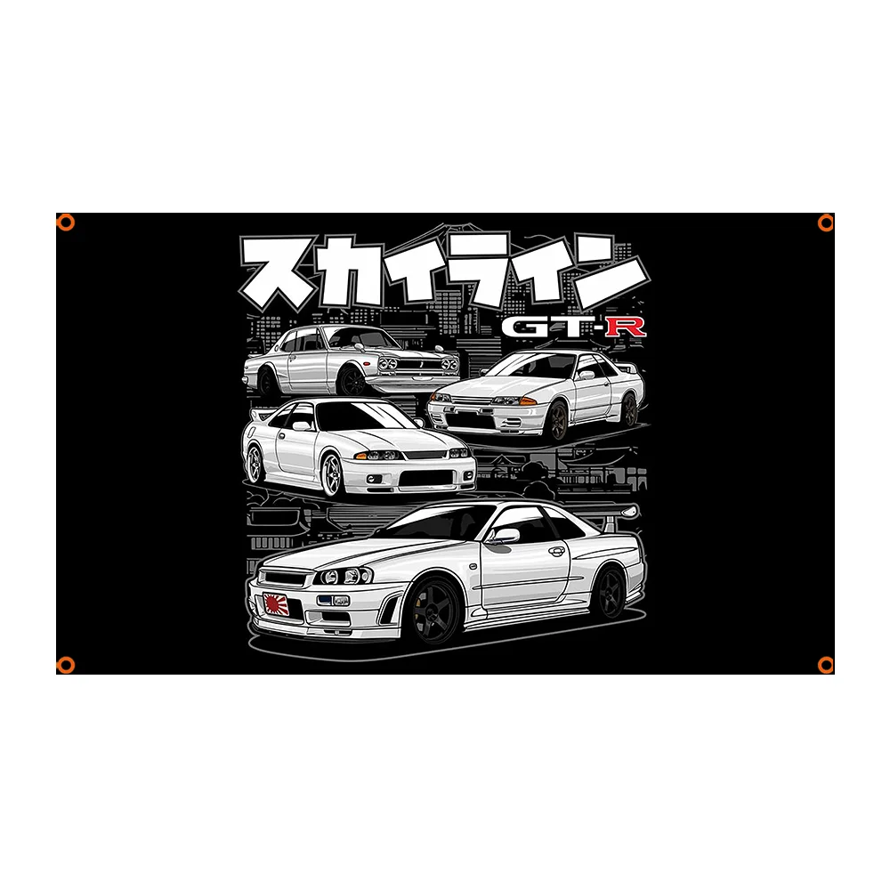 Фото 3x5FT персонализированный крутой автомобильный флаг JDM, применимый к гараже или на открытом воздухе для украшения №5
