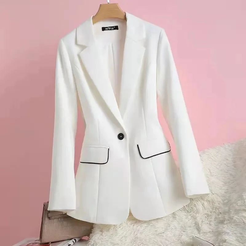 Autumn 2022 Sag Suit Jacket Women's Cardigan One-Button white Self-Cultivation Sunscreen Temperament Fashion Blazer Black Top