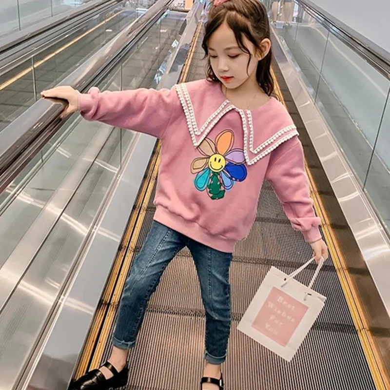 Толстовки для девочек свитшоты куртка 2022 топ с подсолнухами на весну и осень