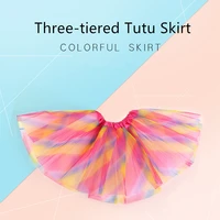 three layer children clothing party dance girls colorful princess style candy mesh skirt tulle tutu skirt