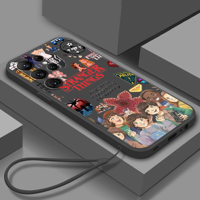 

Stranger Things Cute Logo Phone Case For Samsung Galaxy S22 S21 S20 FE S10 Note 20 10 Plus Lite Ultra 5G Liquid Rope Funda
