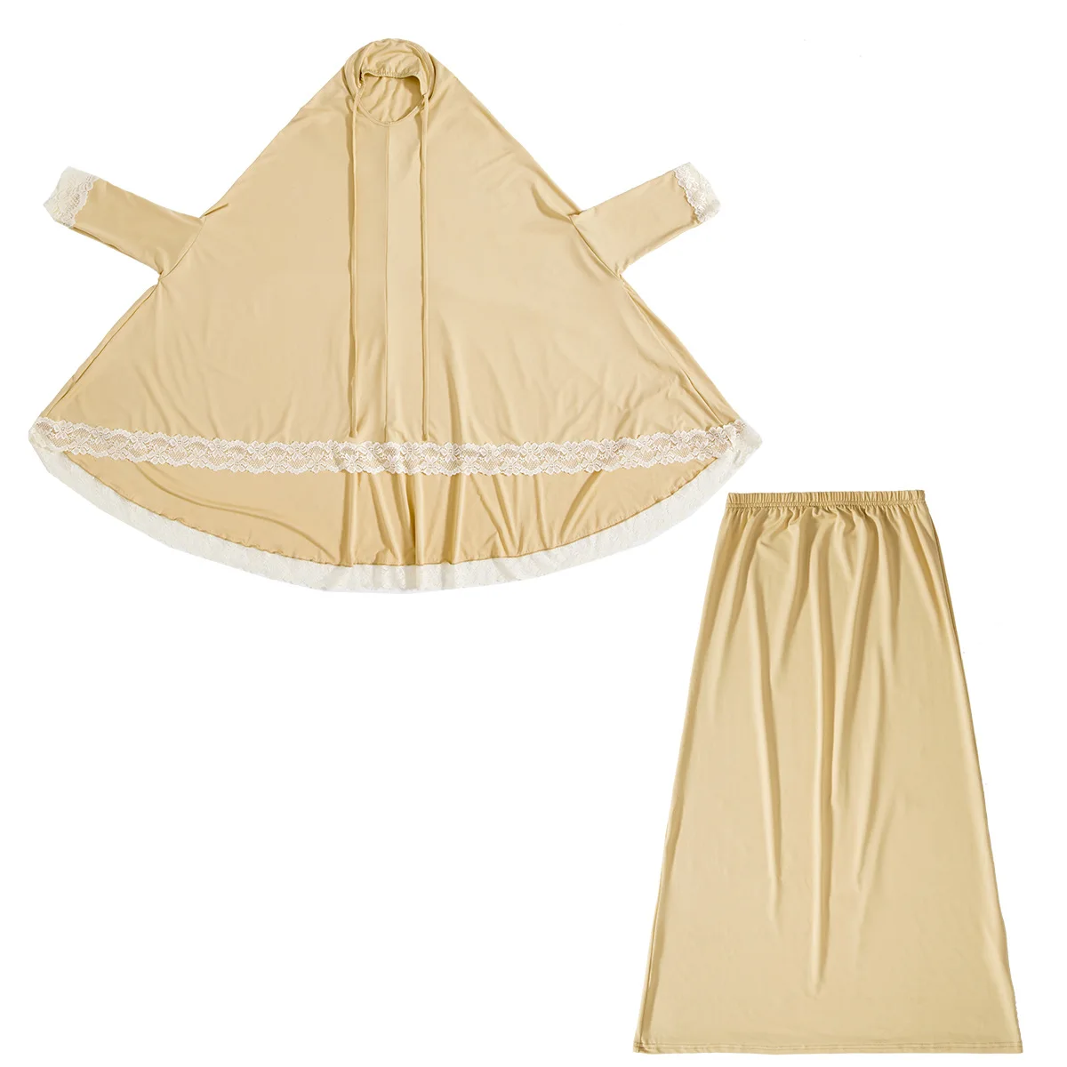 Мусульманские девушки кружевной хиджаб с капюшоном халат Абая химар топы