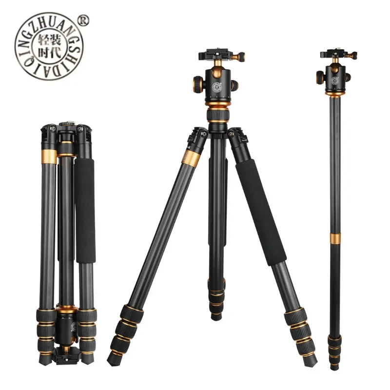 Профессиональный штатив QZSD Q1088C из углеродного волокна для камеры, штатив-монопод с быстроразъемной пластиной и шаровой головкой для DSLR