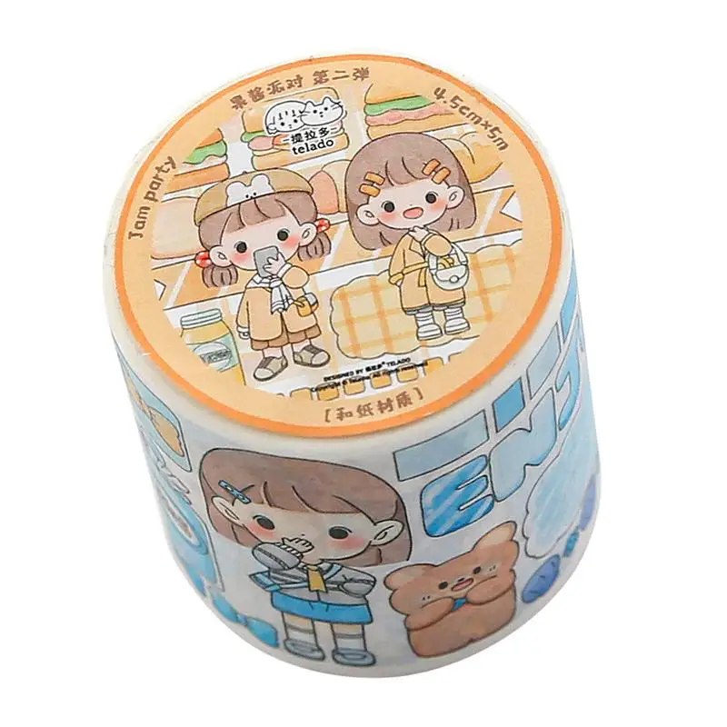 

Cute Cartoon Decorative Adhesive Tape Hand Account Masking Tape Scrapbooking Journal DIY Material Sticky Paper Tape