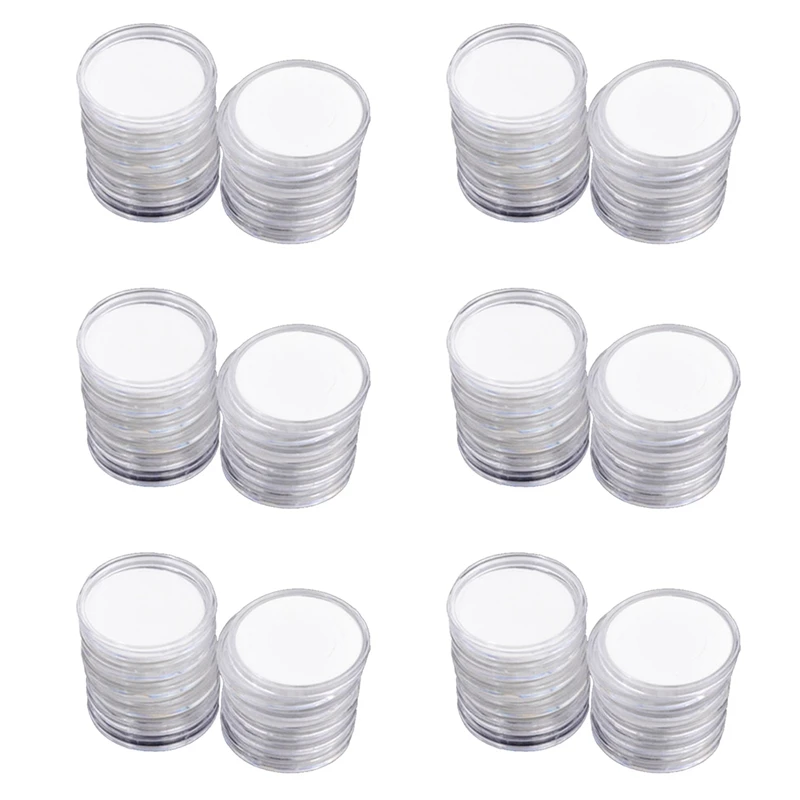 

180 Pcs 46Mm Coin Cases Capsules Holder Applied Clear Plastic Round Storage Box