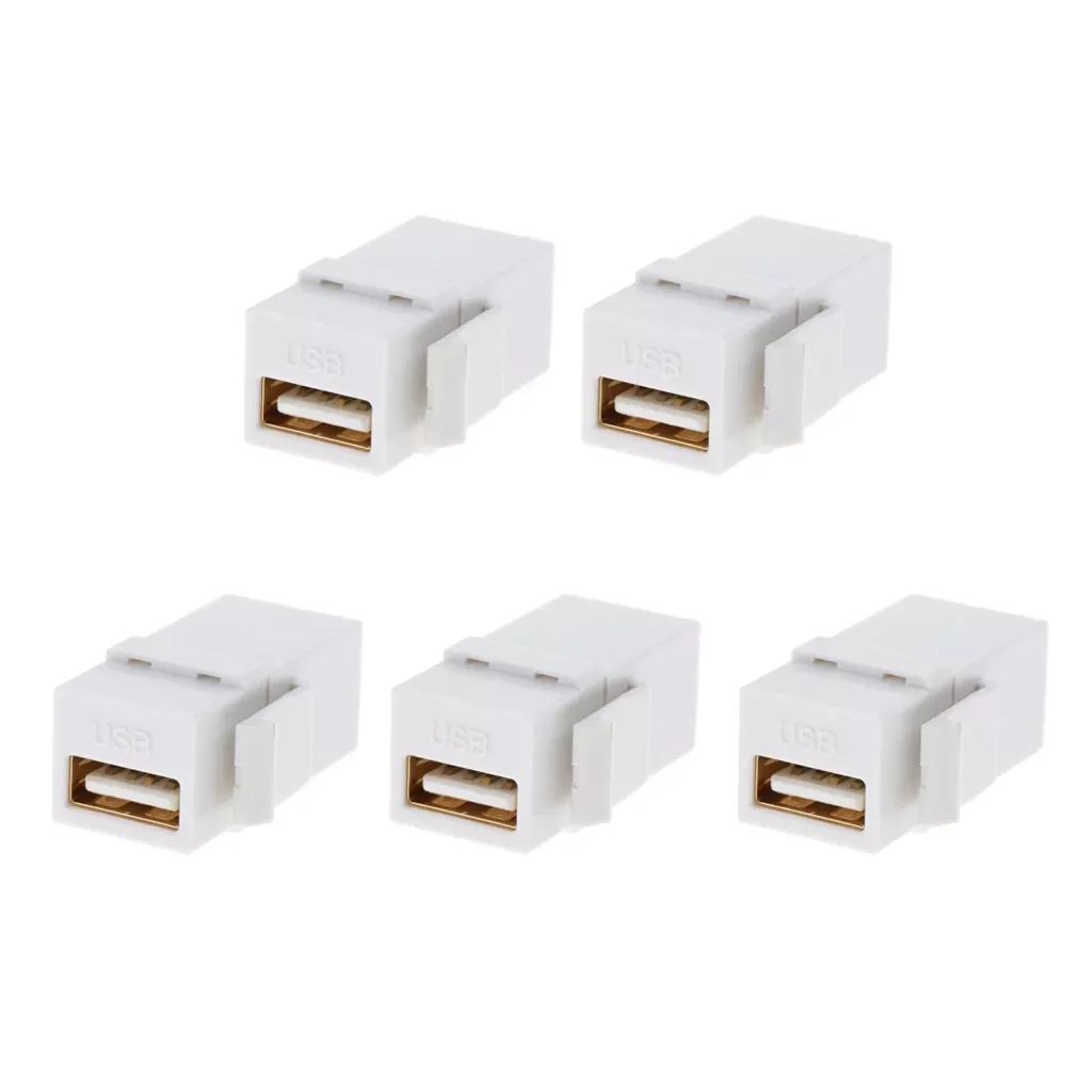 5 Pack USB 2.0 A Female To Female Panel Mount Insert Adapter Connector Reusable keystone jack design