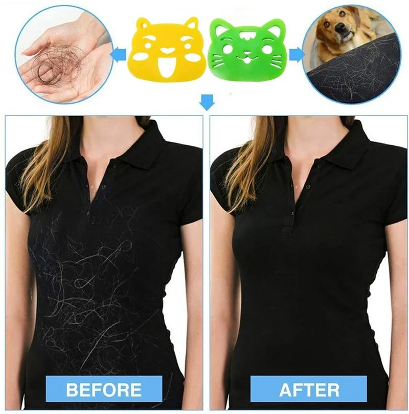 

2Pcs Reusable Cat Dog Shaped Pet Hair Remover Silicone Fur Lint Hair Removal Clothes Cleaning Laundry Brush Washing Machine Tool