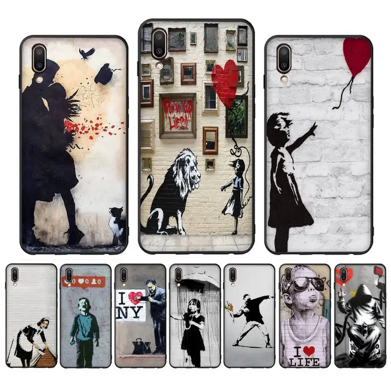 

Art Banksy Phone Case Case For Oppo Reno Realme C3 6Pro Cover For vivo Y91C Y17 Y19 Funda Capa