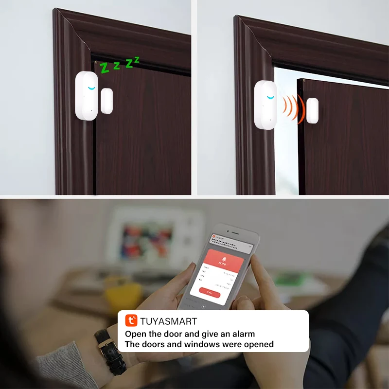 AUBESS Tuya WiFi Smart Door Sensor Home Window Open Detector Security Protection Alarm Work With Alexa Google | Обустройство дома