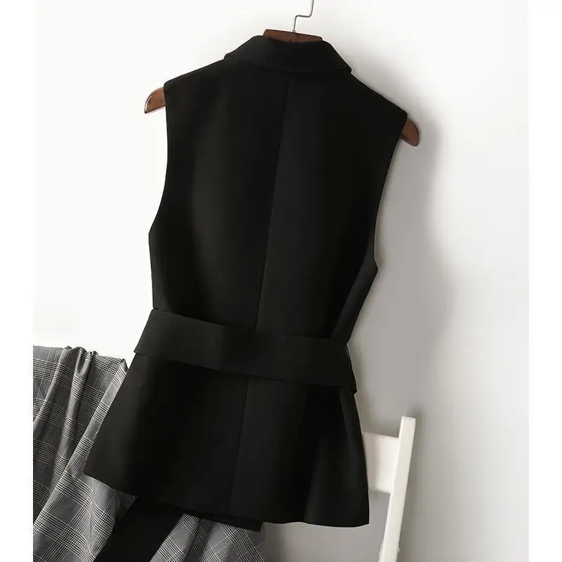 

Woman Black Office Vest Female Single Buttons Short Vest Coat Ladies Slim Elegant V-neck Fashion Casual Vests Waistcoat G343