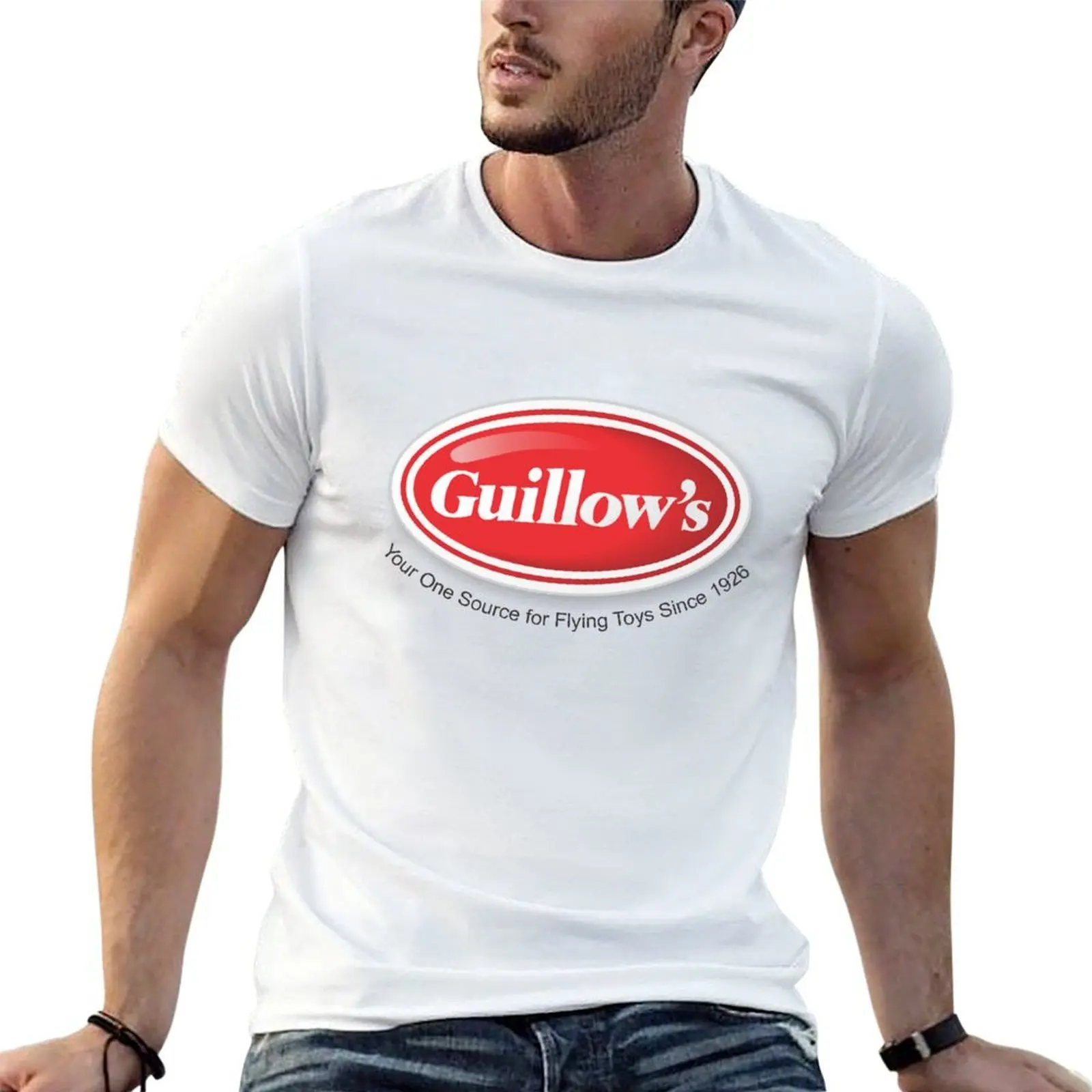Фото Футболка Guillow Logo с черным логотипом и надписью, базовая модель с коротким рукавом. №1