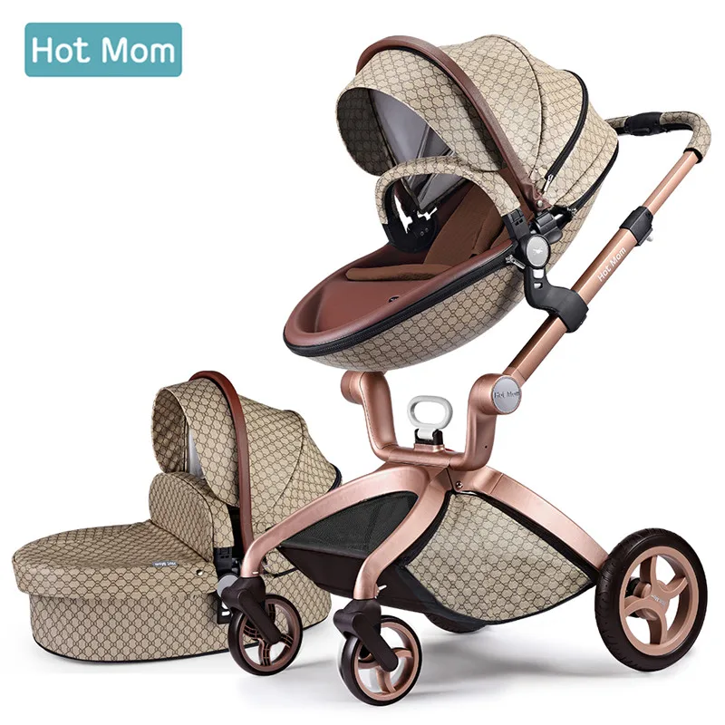 

Hot Mom Luxury Baby Stroller 2 In 1 Travel System High Land-scape Stroller With Bassinet Baby Infant Pram Newborn Pushchair