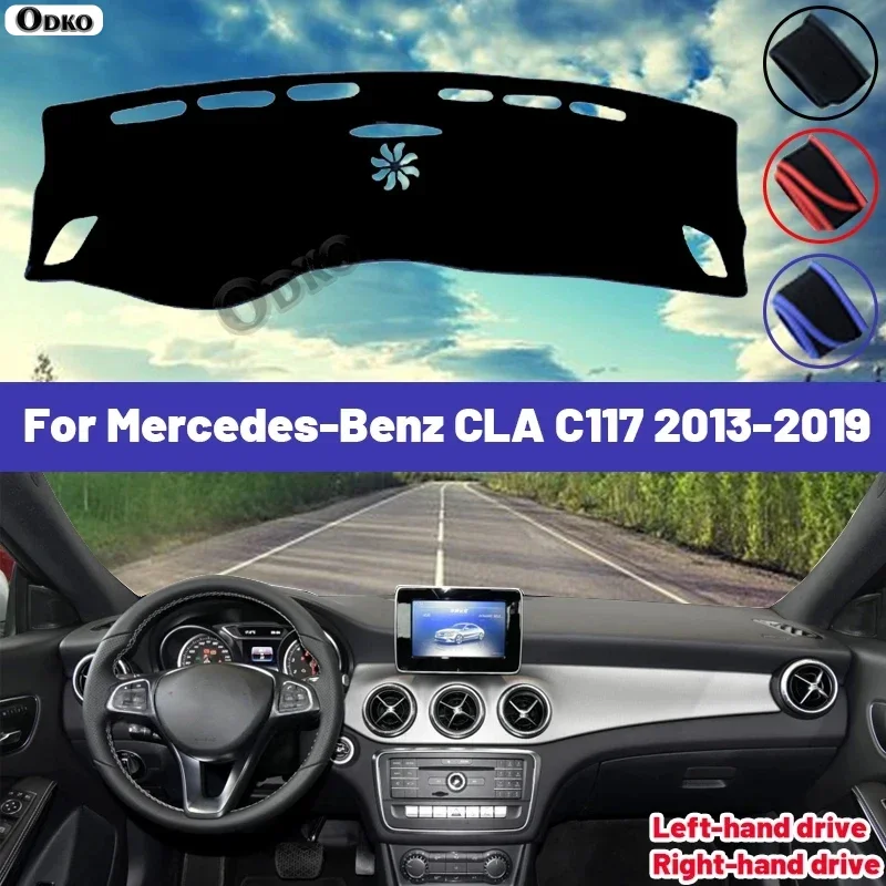 Фото Высококачественный коврик на приборную панель для Mercedes-Benz CLA C117 2013-2019, защита от солнца, снижение бликов, анти-УФ, для интерьера №1