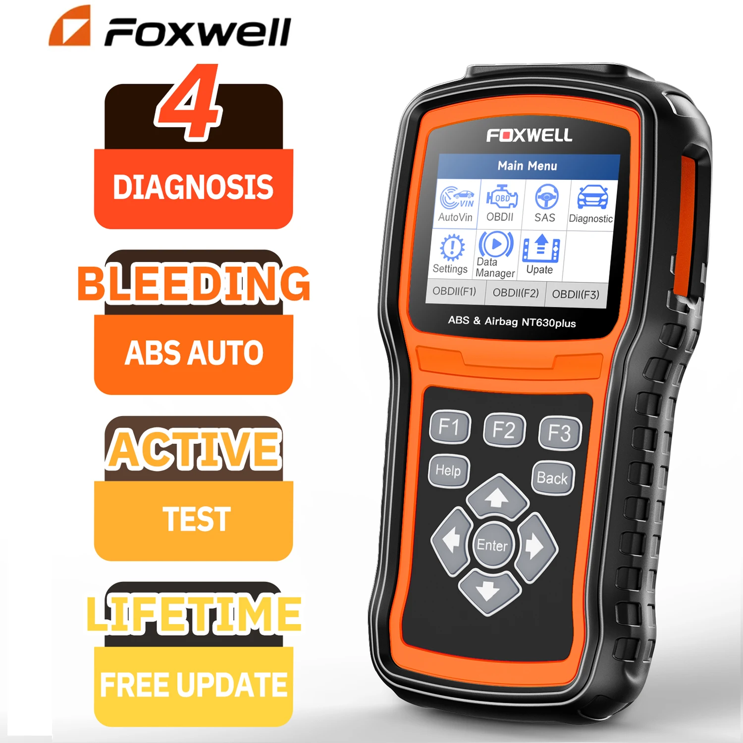 Автомобильный диагностический сканер Foxwell NT630 Plus OBD2, ABS SRS, подушка безопасности