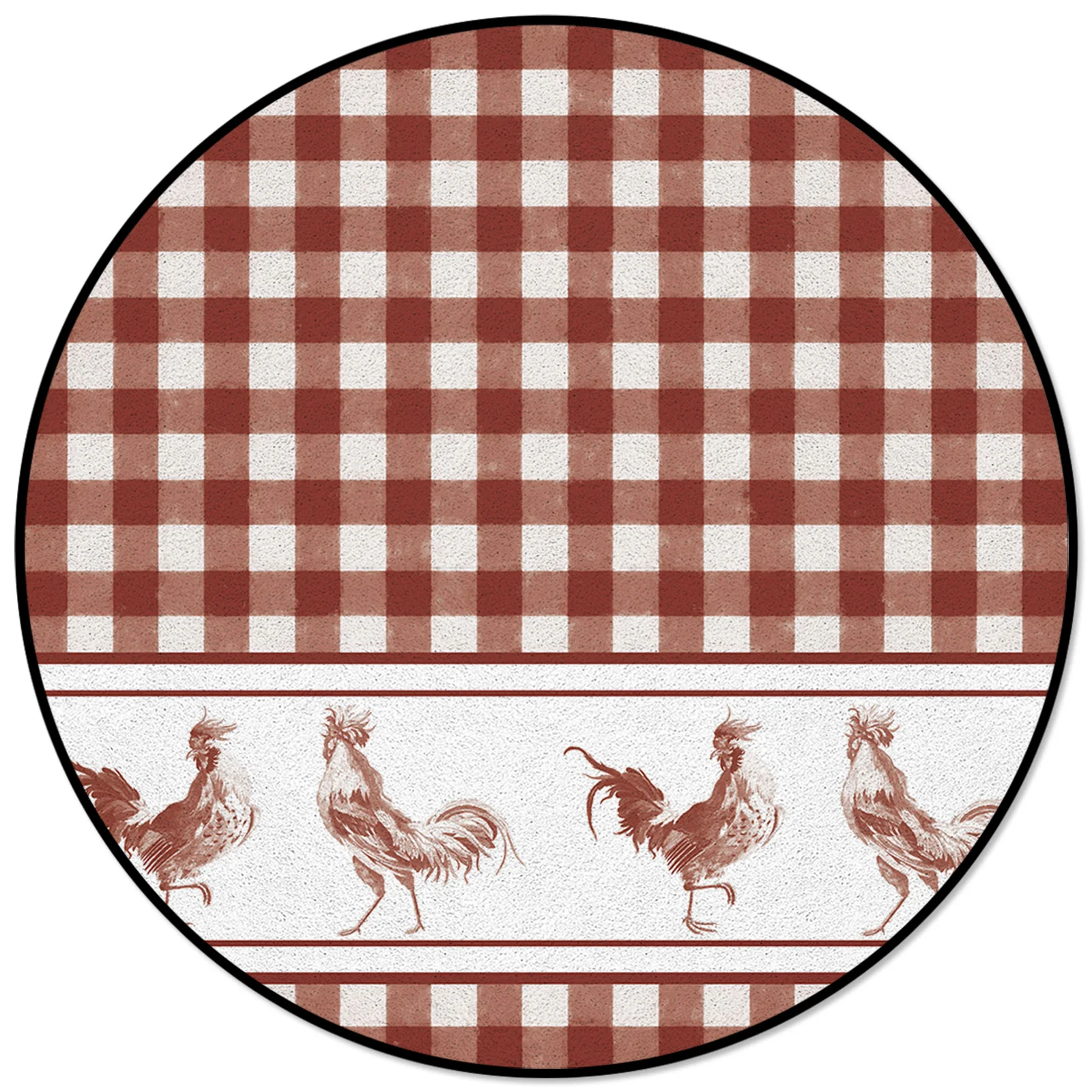 

Farm Plaid Rooster Watercolor Retro Pattern Rugs And Carpets For Home Living Room Round Rug For Children Rooms Non-slip