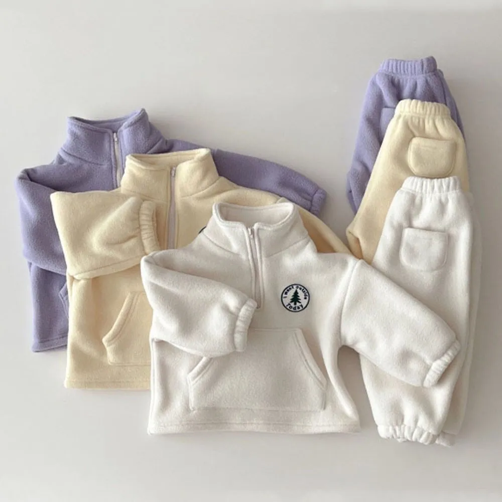 Купи Toddler Boys Clothes Set Outfit Children Warm Fleece Swearshirt Baby Girls Pullover Tops + Pants Suit 2pcs Kids Clothing Set за 1,316 рублей в магазине AliExpress