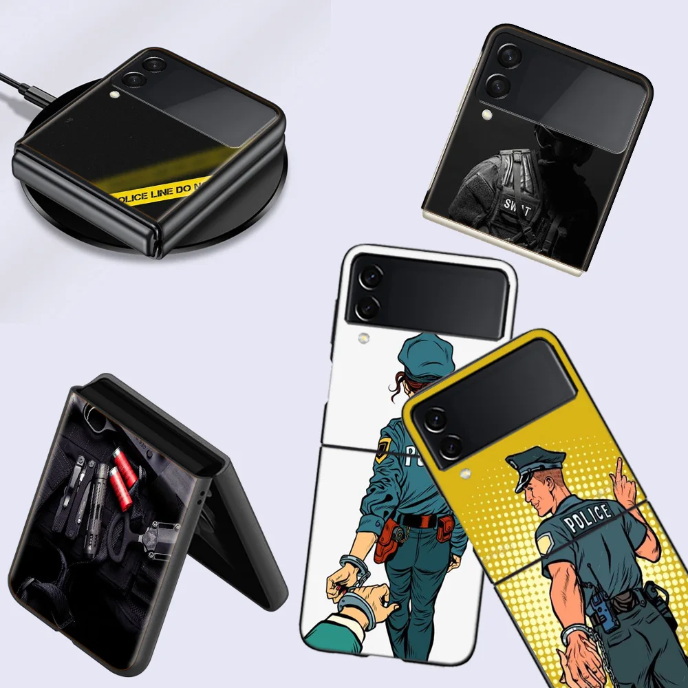 Полиция SWAT ФБР чехол для сотового телефона для Samsung Galaxy Z Флип 5 дюймов флип 4 3 флип черный чехол жесткий поликарбонатный Роскошный чехол Z Флип Fa