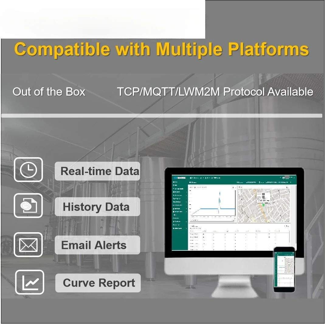 Беспроводной ультразвуковой датчик уровня воды NB IoT LoRaWAN Sigfox для удаленного