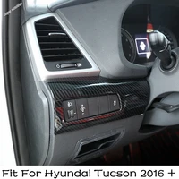 carbon fiber style interior parts fit for hyundai tucson 2016 2020 abs car head lamp headlight switch frame cover trim 1pcs