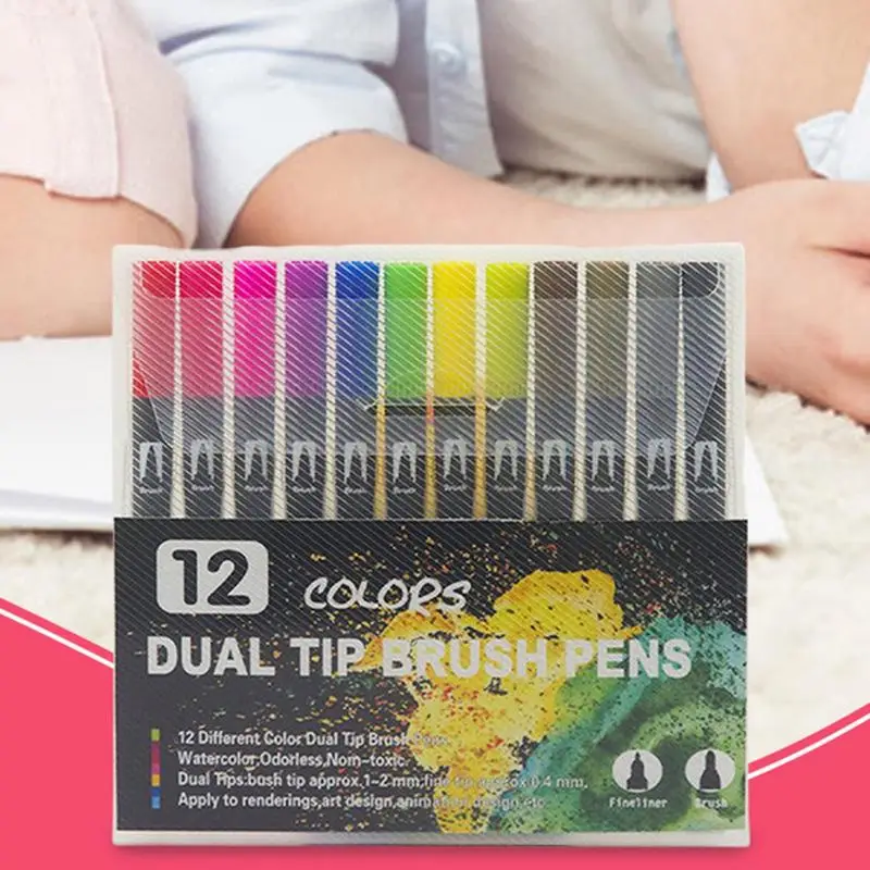 Маркеры с двойной кистью Детские фломастеры для рисования и набросков двумя