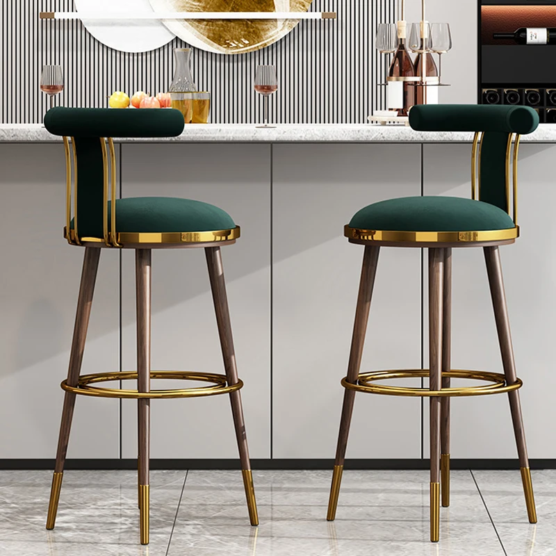 

Light luxury bar chair Nordic modern simple high chair front desk backrest stainless steel chair