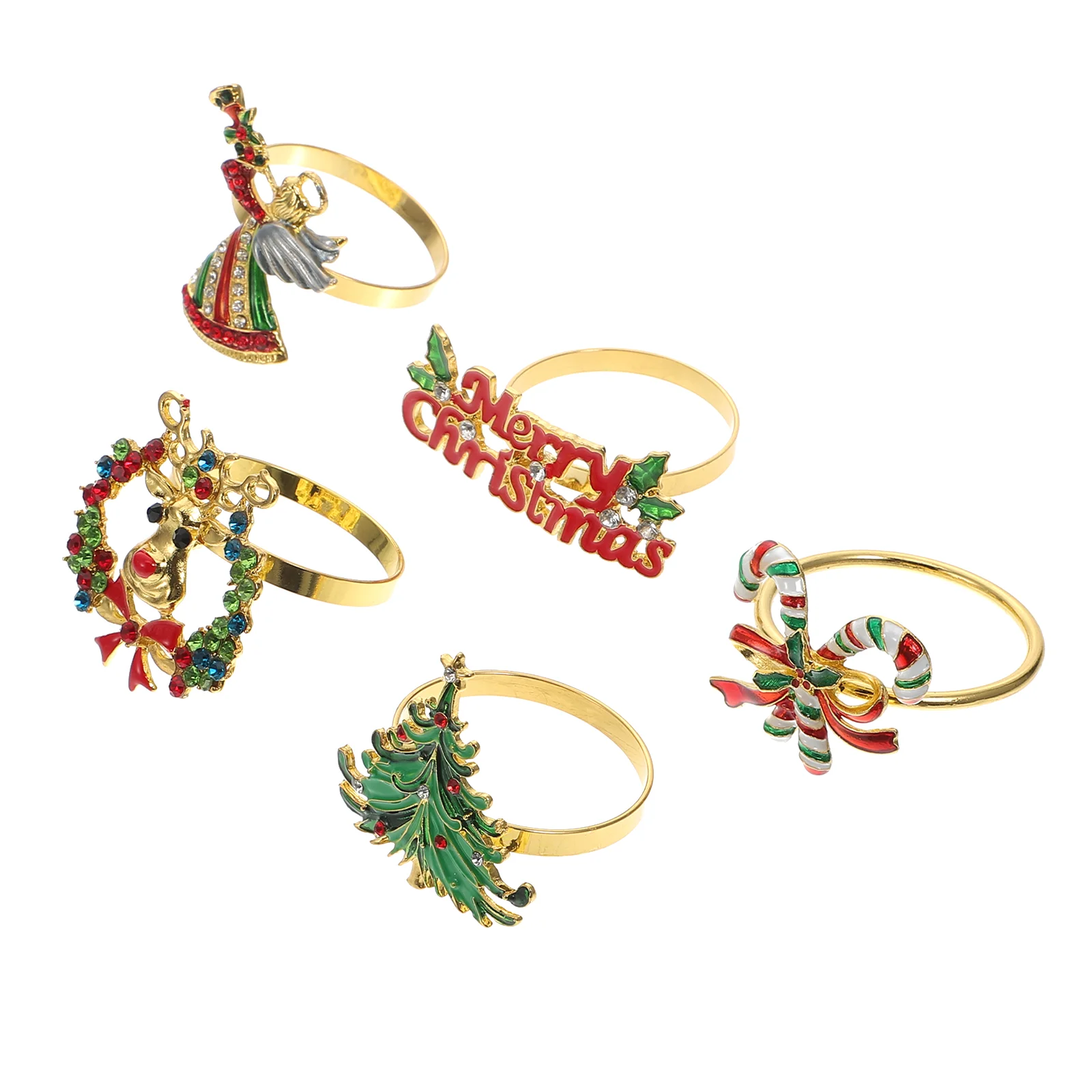 

5pcs Xmas Napkin Rings Table Accessory Napkin Buckles Napkin Holders for Home Festival