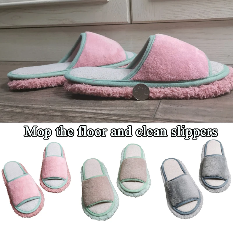 

Men's and Women's Solid Color Simple Wipeable Floor Mopping Sweeping Wood Floor Tile Cleaning Slippers Lazy Slippers