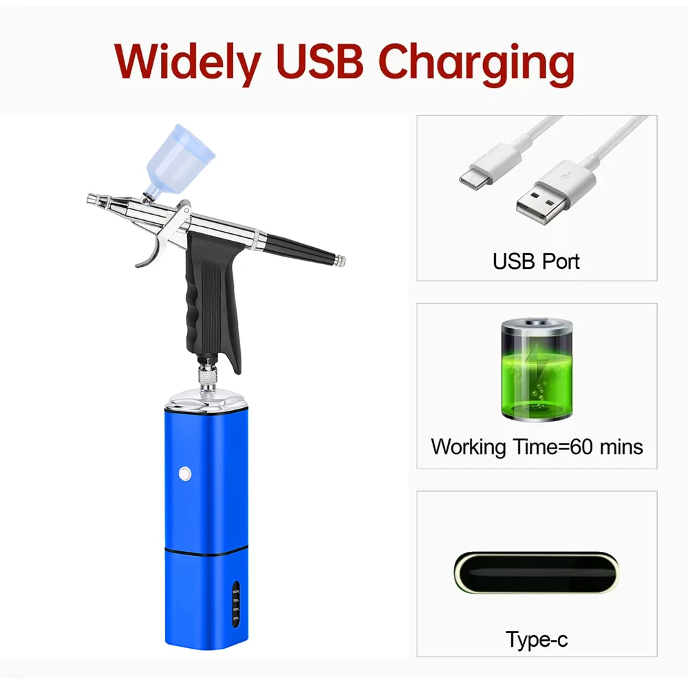Новый дизайн профессиональный беспроводной аэрограф и компрессор комплект
