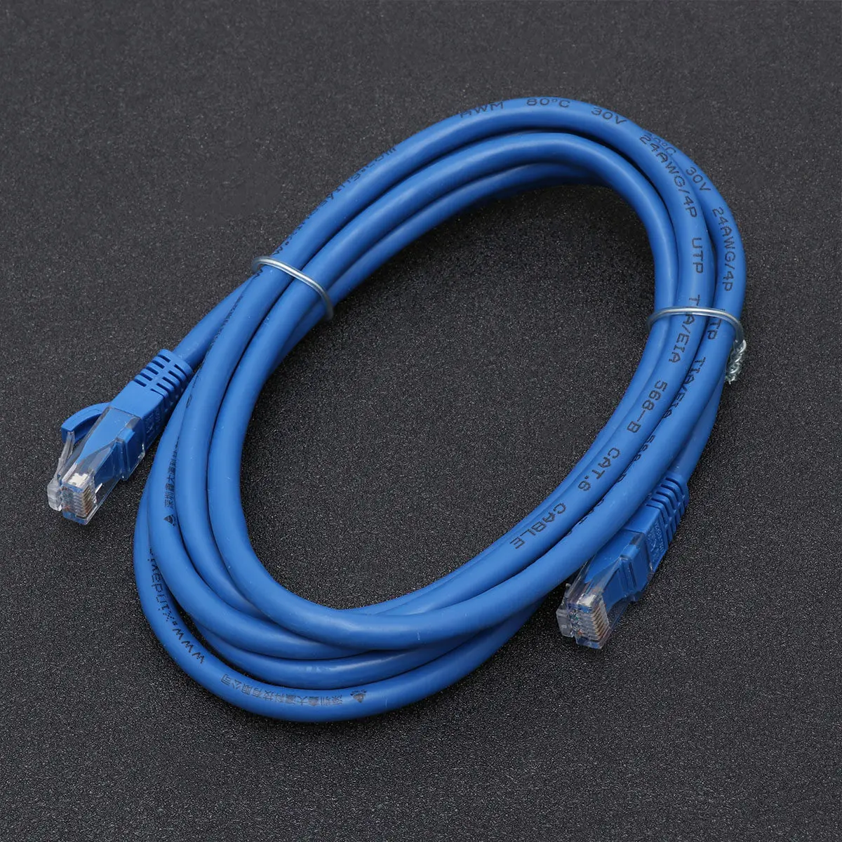 Фото 2-метровый синий кабель Ethernet Cat6 с позолоченными разъемами RJ45, защитой от перегиба и беззазорной конструкцией для №1