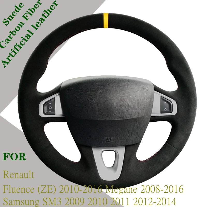 

Car Steering Wheel Cover Suede Fit For Renault Fluence (ZE) 2010-2016 Megane 2008-2016 Samsung SM3 2009 2010 2011 2012-2014