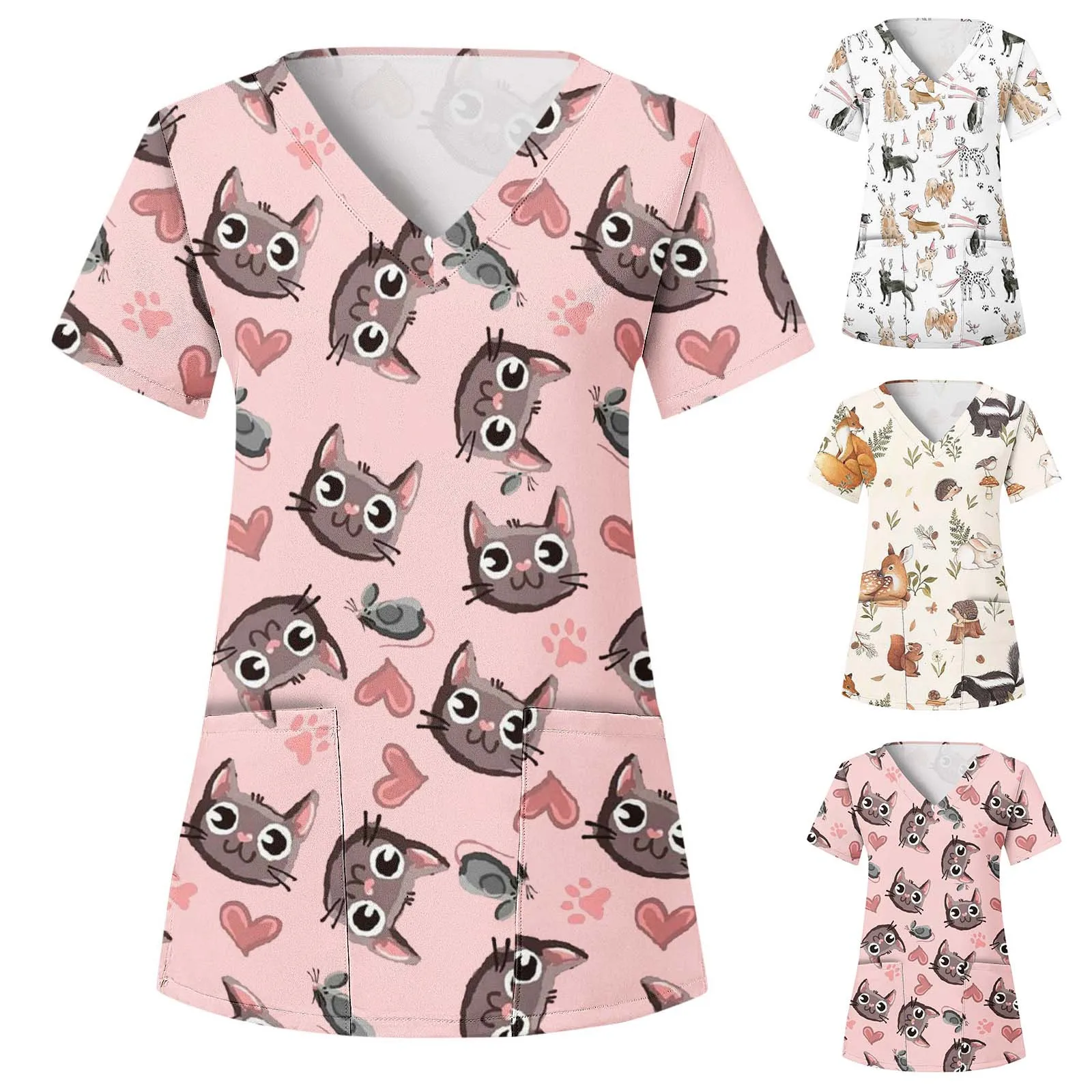 

Женская Повседневная Туника с коротким рукавом и V-образным вырезом