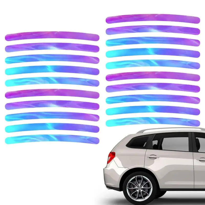 

Car Tire Rim Reflective Sticker 20Pcs Car Hub Stickers Night Reflective Safety Decoration Strip Waterproof Rim Sticker For Car C