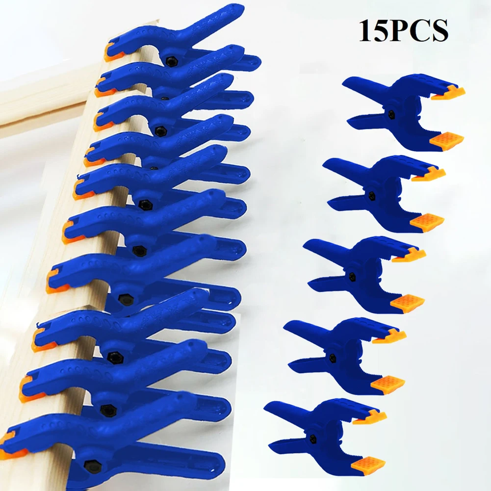 

15pcs Clamps Hard Plastic Spring Clamps 2 Inch Woodworking Tools Nylon Grip Cramps Jaw Opening For Paper Cutting Handle Tools