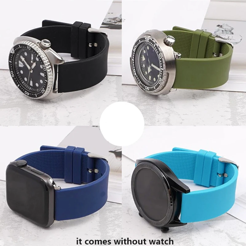 Фото Silicone Watch Strap 12mm 14mm 16mm 18mm 20mm 22mm 24mm Men Women Replace Bracelet Soft Rubber for Seiko Sport Bands for Rolex №4