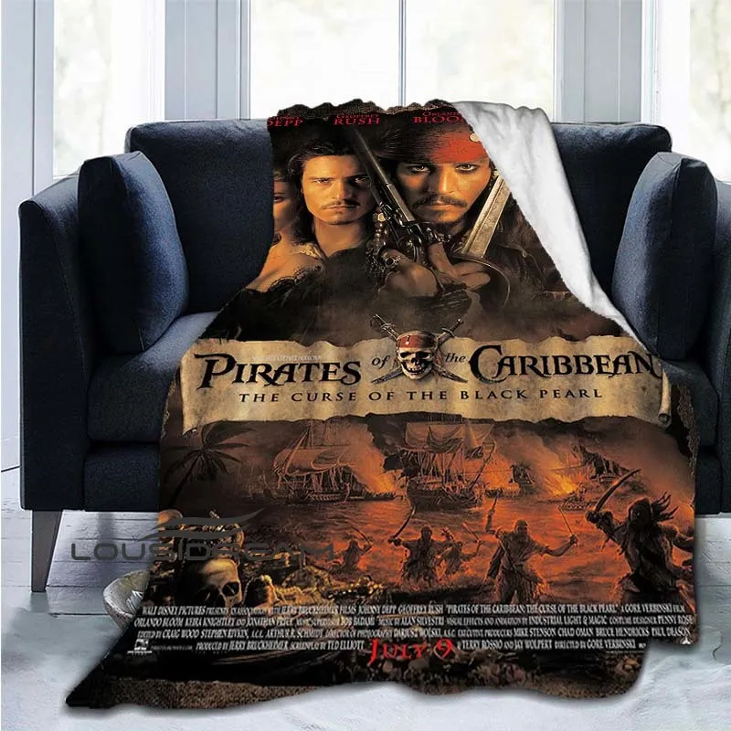 

Pirates of The Caribbean Movie Poster Fluffy Blanket 3D Fashion Sofa Comfortable Warm Flannel Blanket Travel Quilt Cover Gift