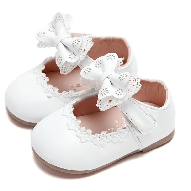 

Newborn Flower Children Girls Toddler Baby Little Bow Leather Shoes For Girls White Lace Pink Party Wedding Dress Shoes New 2022
