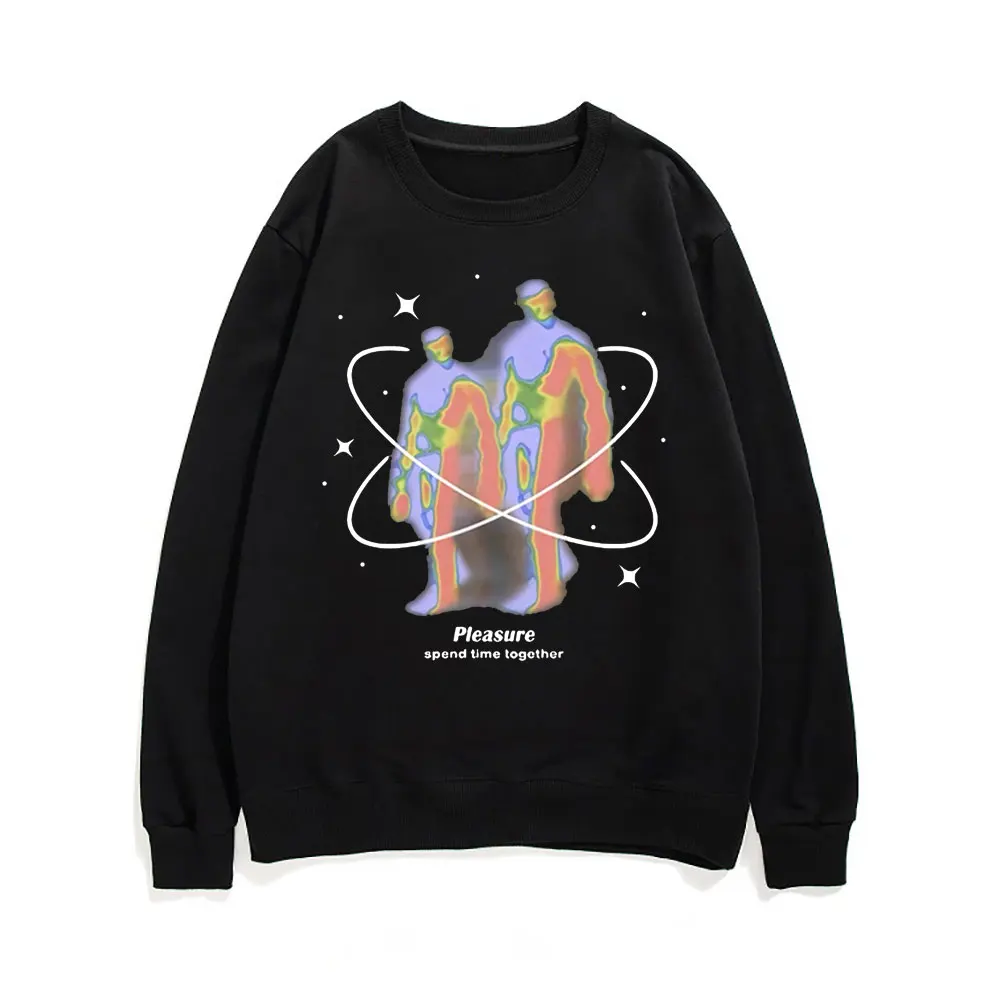 

Pleasure Spend Time Together Skeleton Graphic Print Pullover Men Women Fashion Fleece Cotton Pullovers Male Hip Hop Sweatshirts
