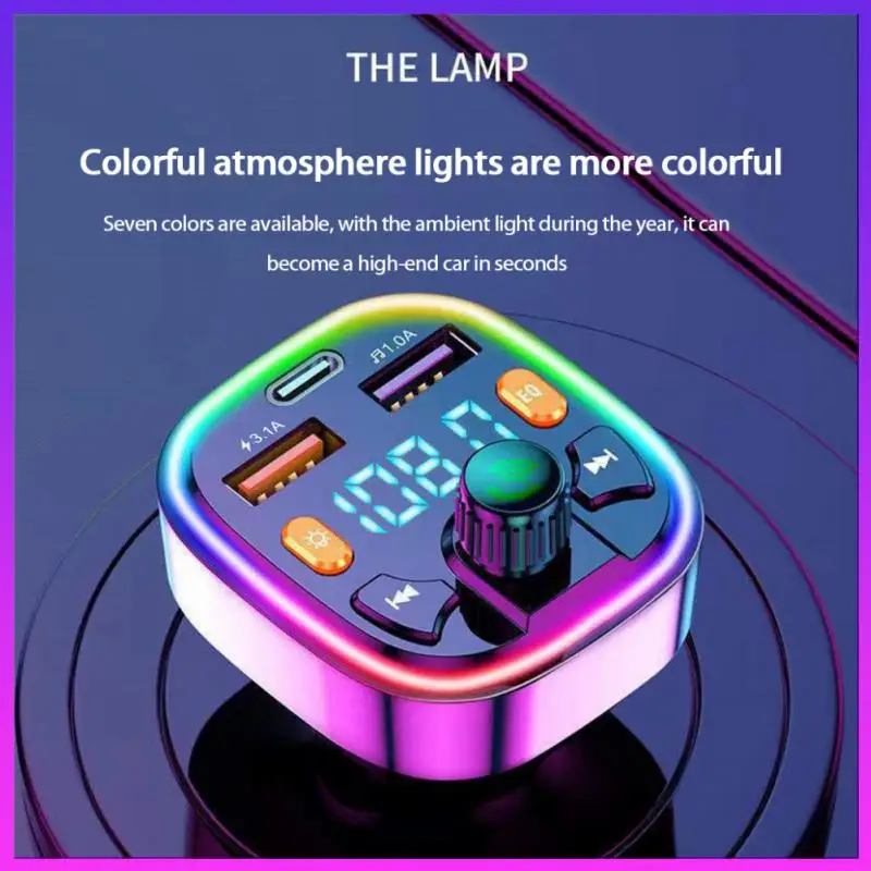 

Car Bluetooth 5.0 Charger FM Transmitter Type-C Dual USB Light Cigarette Lighter MP3 Music Player Type-c Fast Dual USB Charger