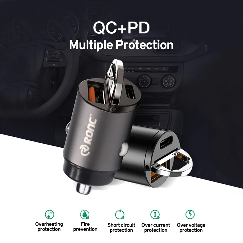 

USB Car Charger Quick Charge 4.0 QC4.0 QC3.0 QC SCP 5A PD Type C 30W Fast Car USB Chargers for IPhone 12 13 Xiaomi Mobile Phone