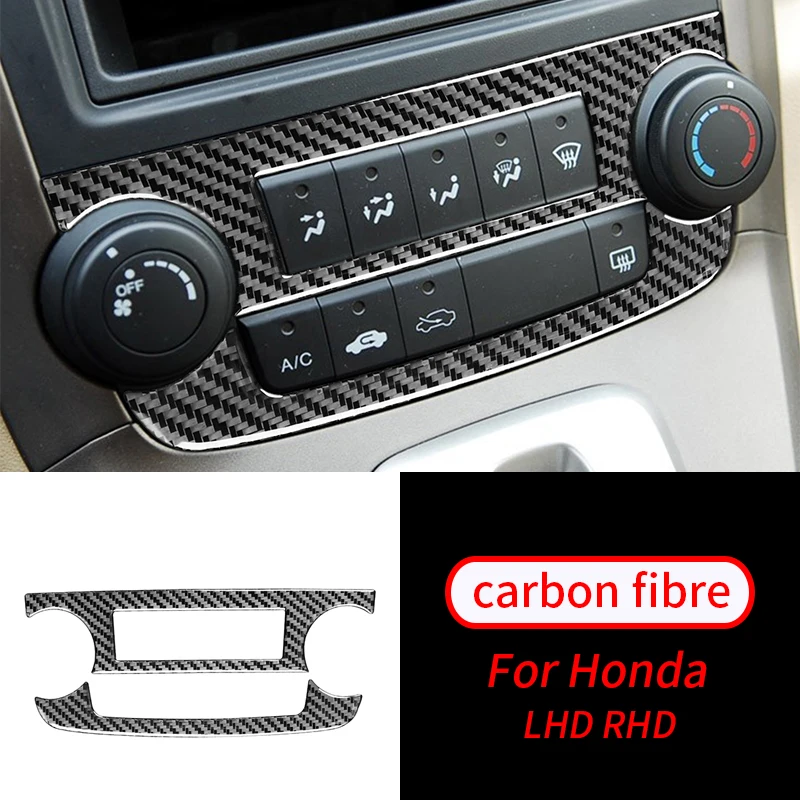 

For Honda CRV 2007-2011 2Pcs Real Carbon Fiber CD Console Panel Interior Trim Sticker Car Interior Accessories