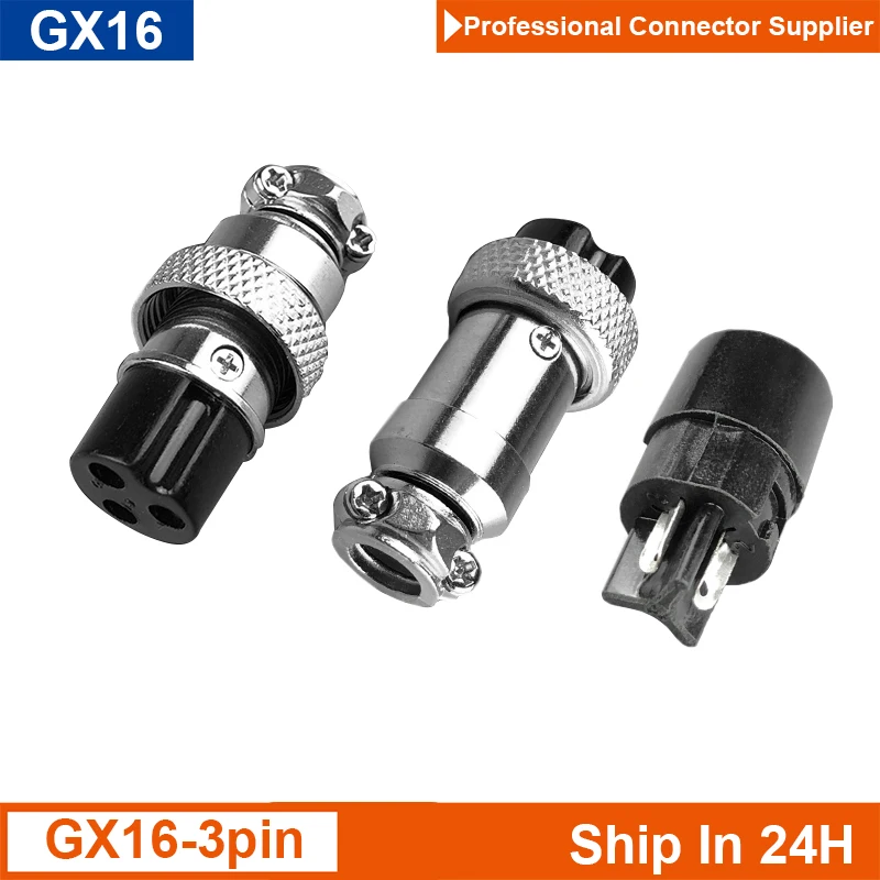 

GX16 Aviation Plug Socket 3Pin 125V 5A M16 Power Connector Metal Male Female 16mm Mount Cable Wire Solder Circular Adapter 20pcs