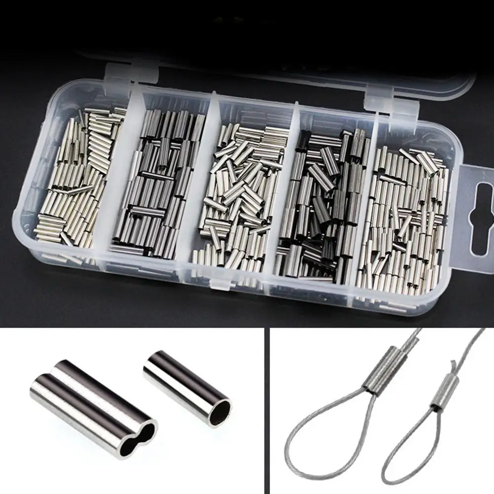 1Set Single/Double Barrel Crimping Sleeves Fishing Line Wire Leader Round Copper Tube Connectors Mixed Copper Tubes Fishing Tool