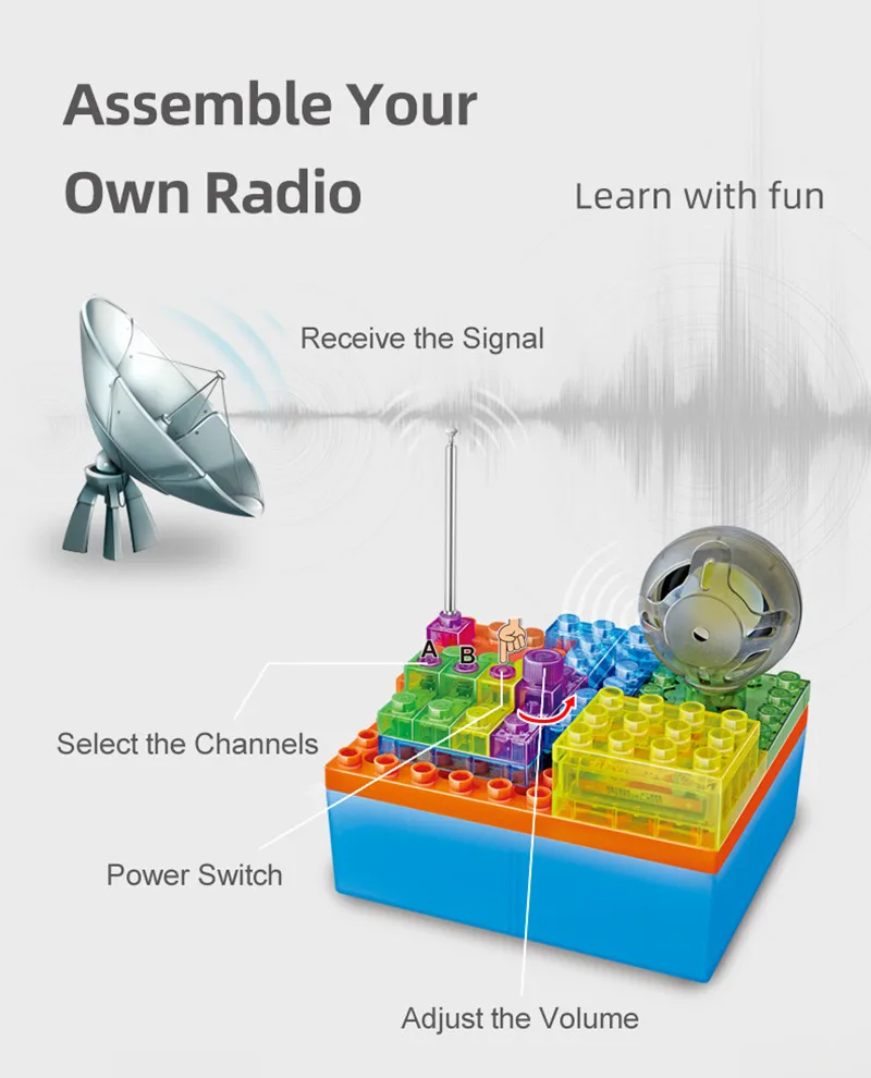 Пожилые старики FM радио строительные блоки наука Electroninc образовательная игрушка