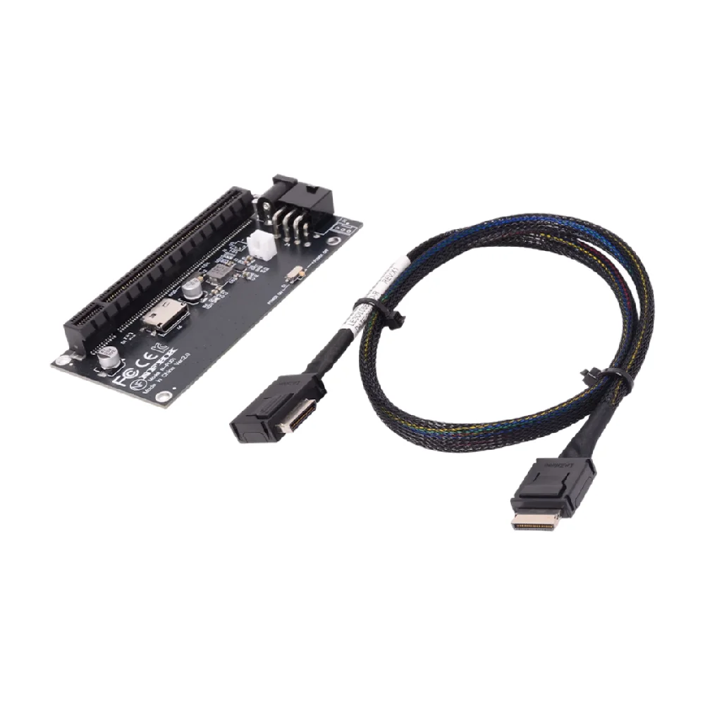 Фото Адаптерная карта OCuLink SFF-8612 на PCIe X4 X16 для графического процессора, питание DC 12V, Gen 4.0 3.0, SSF-8611 4i, 90 градусов, для материнской платы и видеокарты. №3