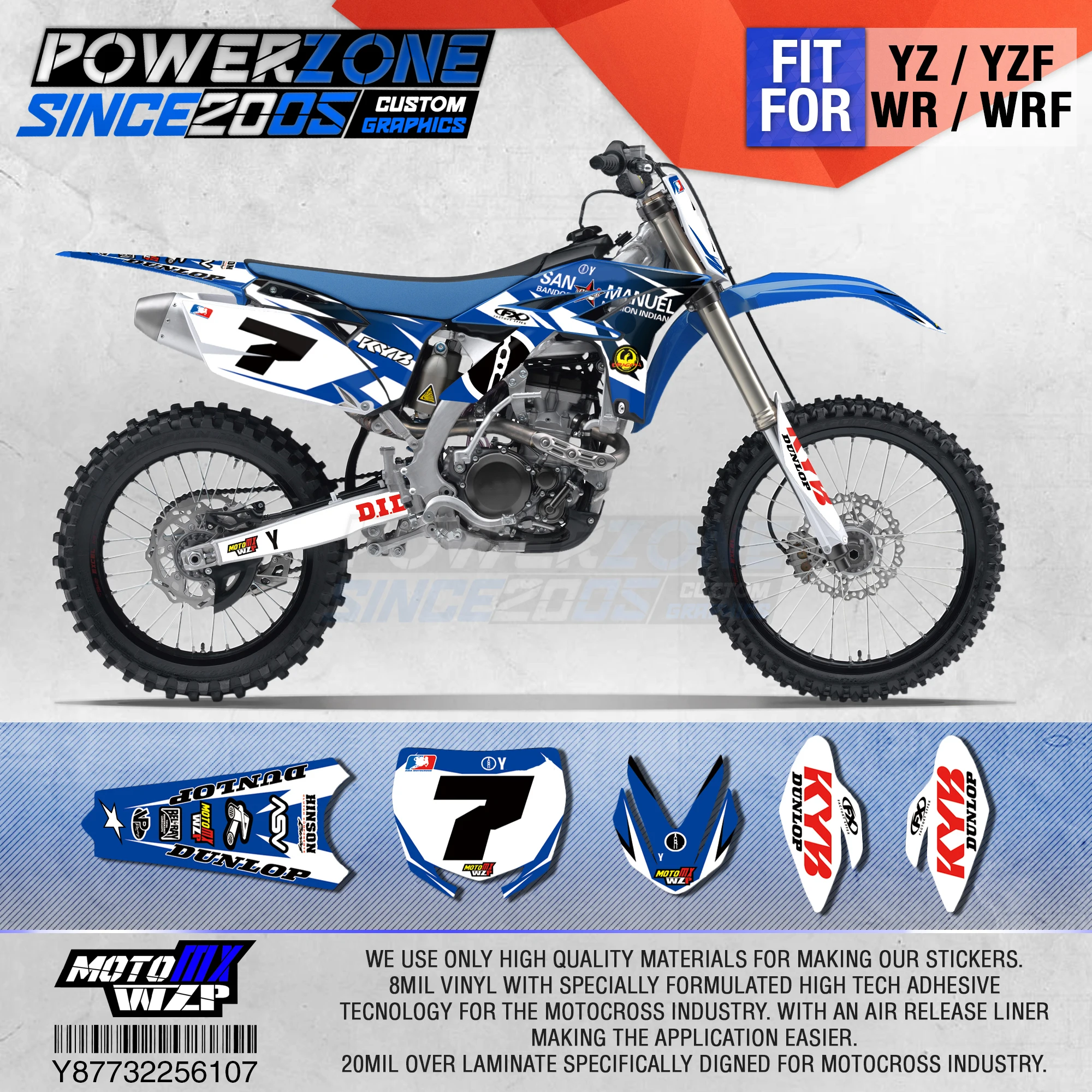 

PowerZone Customized Team Graphics Backgrounds Decals 3M Custom Stickers For YAMAHA YZF250 2010-2013 WR450F 2012-2015 YZ WRF 107