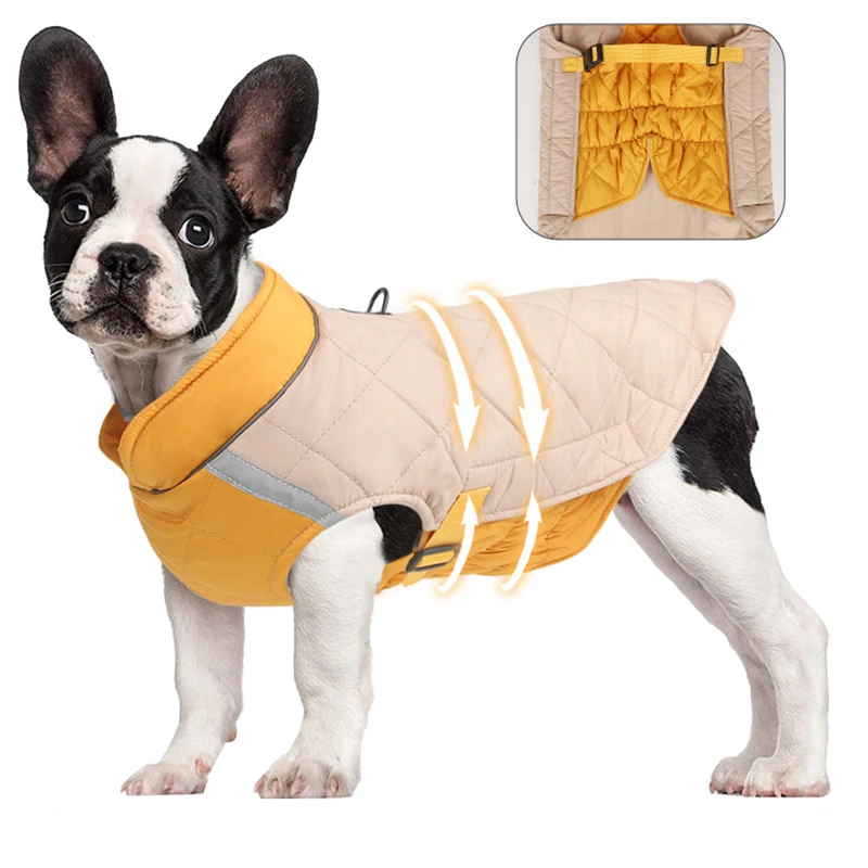 

Winter Pet Dog Clothes Super Warm Jacket Thicker Cotton Coat Reflect Small Dogs Pets Clothing For French Bulldog Kirky Puppy