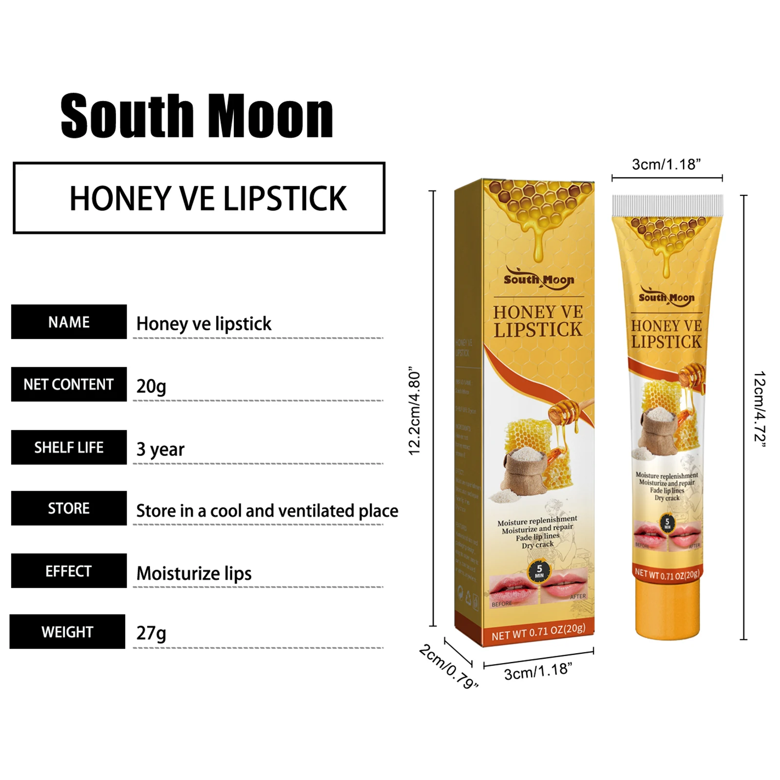 Натуральный оригинальный увлажняющий бальзам для губ с пчелиным воском |